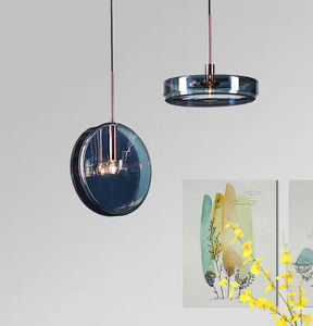 Zeal Lighting Modern Simple Single Head Chandelier Aqua Blue Glass Pendant Light Restaurantes Material de hierro Switch 3000K AC - Product Image 3