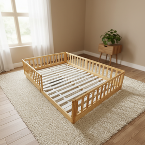 Letto in Legno Massello Stile Montessori con Ringhiere e Porta, Comoda Culla in Legno Adatta <span class=keywords><strong>per</strong></span> una Camera da Letto - Product Image 4