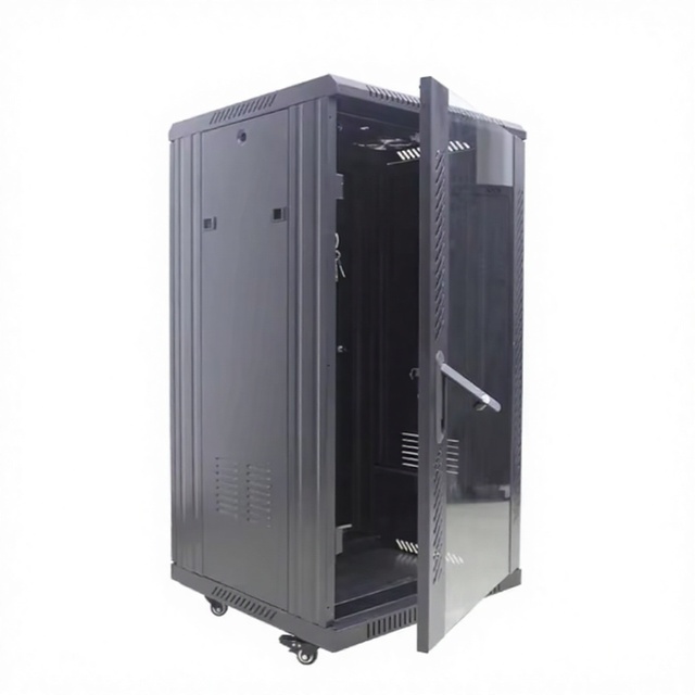 Floor Standing Network Server Cabinet Professional Black SPCC Steel Rack Enclosure for Office IT Storage Solution