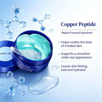 Masque pour les yeux en gel sous les yeux à marque privée, avec peptide de cuivre bleu GHK-Cu, pour éliminer les cernes
