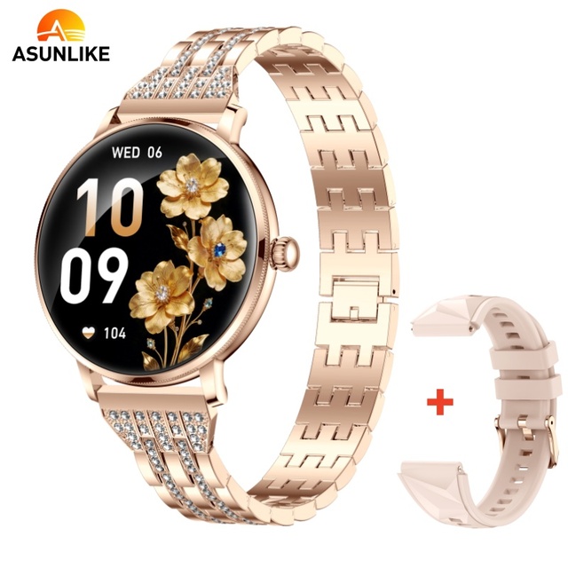 Luxurious Lady's Crystal diamond Smartwatch with High-definition Screen, Heart Rate Sleep Monitoring Smart Reminder Wristwatch