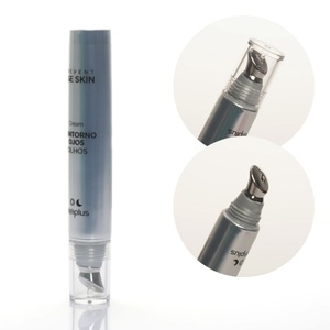 Tube de crème pour les yeux argenté avec logo personnalisé, tête de brosse massante en acier inoxydable, emballage cosmétique vide en plastique souple à presser pour soins de la peau - Product Image 4