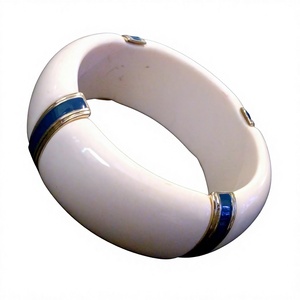 Brazalete de resina azul marino crema Vintage, nuevo modelo de Ángel indio grueso, superventas, venta al por mayor, regalos de Navidad de moda DIY - Product Image 3