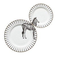 Assiette plate en céramique de 6 pouces, 8 pouces, grande assiette à dîner animal sauvage, service de vaisselle, 10 pièces/lot