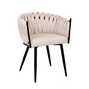 Muebles de comedor tejidos para interiores de fábrica, sillón cómodo, silla <span class=keywords><strong>con</strong></span> forro de terciopelo <span class=keywords><strong>con</strong></span> patas de metal - Product Image 1