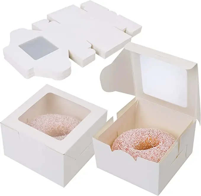 Waterproof and oil-proof White Donut box with lid pastry crust baking box