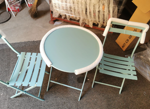 Juego <span class=keywords><strong>de</strong></span> mesa plegable <span class=keywords><strong>de</strong></span> metal estilo bistró <span class=keywords><strong>de</strong></span> 3 piezas moderno, alta capacidad, ligero, para jardín, parque, muebles <span class=keywords><strong>de</strong></span> hierro para exteriores - Product Image 5