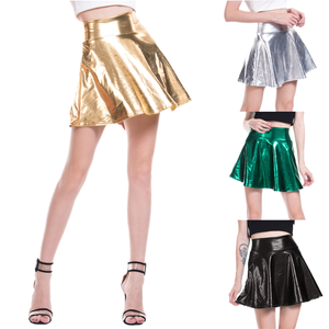 Gonna da ballo metallizzata lucida per ragazze, gonna <span class=keywords><strong>a</strong></span> campana con <span class=keywords><strong>vita</strong></span> <span class=keywords><strong>alta</strong></span> elasticizzata, costume per performance sul palco, per spettacoli di Jazz e Hip Hop - Product Image 2