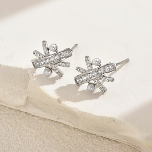 Pendientes de tuerca de cobre de circón con patrón Simple de moda para mujer, joyería de moda de lujo exquisita para un aniversario perfecto - Product Image 5
