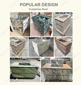 Évier de salle de bain en marbre travertin beige Hôtel Maison Lavabos en marbre autoportants Évier <span class=keywords><strong>sur</strong></span> <span class=keywords><strong>pied</strong></span> en travertin à cylindre - Product Image 6