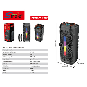 Zqs6239xw 2025 Tốt Nhất Bán 6.5 "Bass Không Dây Cho <span class=keywords><strong>Bluetooth</strong></span> <span class=keywords><strong>Speaker</strong></span> Đối Với Trang Chủ Theatre RGB <span class=keywords><strong>LED</strong></span> Ngoài Trời <span class=keywords><strong>DJ</strong></span> Đảng Karaoke Loa - Product Image 4