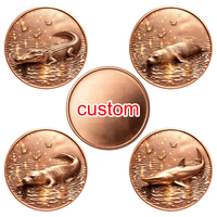 Pièce de monnaie commémorative personnalisée en cuivre pur de 1 oz, motif animal marin sauvage imprimé UV, souvenir de collection, vente en gros d'usine