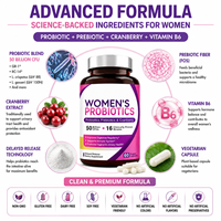 Capsules de probiotiques pour femmes avancées |   Soutient la santé féminine et urinaire |   Formule probiotique + prébiotique avec canneberge et B6