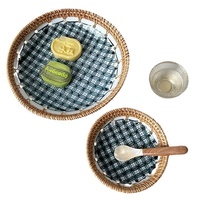 Assiette à fruits en céramique tressée en rotin, style nordique de luxe multifonction, pour cuisine et salle de bain, rangement pour fruits secs, gâteaux et collations