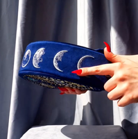 Sac à main demi-lune brodé de perles Système Solaire, sac de rangement personnalisé pour maquillage femme, pochette à monnaie de luxe en velours, sac à bijoux