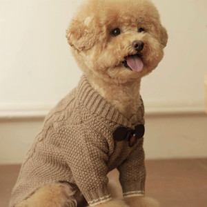 Dog Winter Vintage Sweater Knitted Coat Eco-Friendly Toggle Buttons Classic <strong>Old</strong> Fashioned Pet Wear Small Medium Dogs Pet - Product Image 3