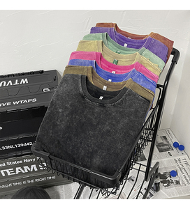 Dropshippingカスタムロゴビンテージ酸ウォッシュドTシャツメンズレディースTシャツ用コットンブランク特大Tシャツ - Product Image 5