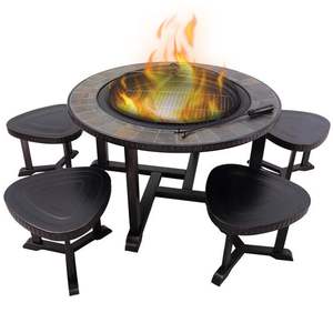 5 uds fácil de limpiar Metal conjunto completo al aire libre Patio <span class=keywords><strong>barbacoa</strong></span> parrilla <span class=keywords><strong>chimenea</strong></span> cocina montaje completo cocina carbón calefacción carbono - Product Image 4