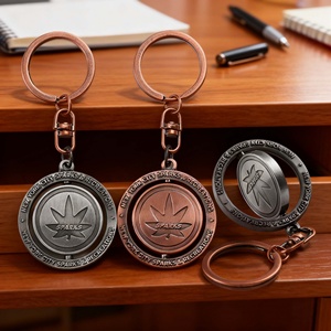 พวงกุญแจหมุนได้แบบสั่งทำจากโรงงาน รูปทรงกลม สีทอง สีเงิน ประดับด้วยเคลือบเงา ของที่ระลึกทางศาสนา - Product Image 1