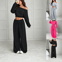 Conjunto de Pantalones Cortos y Top Corto Asimétrico Bordado de Color Sólido para Mujer, Hombros Descubiertos, Corte Holgado, Estilo Casual Urbano, Disponible en Stock