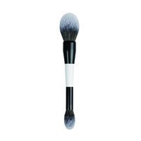Outil de beauté professionnel personnalisé, poils synthétiques noirs et blancs, manche en bois, kits de mélange de fond de teint, sac, pinceaux à raser