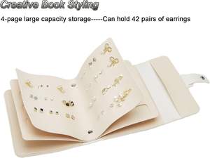 Organisateur de boucles <span class=keywords><strong>d</strong></span>'oreilles en gros avec design pliable en forme de livre, étui de voyage portable en cuir PU pour bijoux - Product Image 5