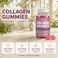 Vitamines gélifiées au collagène avec biotine et vitamine C, soutien pour la santé des cheveux, de la peau et des ongles, complément beauté, 60 unités