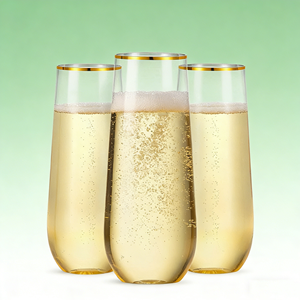 Personalized <strong>Plastic</strong> <strong>Drinkwares</strong> Toasting Wine Wed Champagne Flutes <strong>Plastic</strong> Cups Stemless Glass 9oz 16oz Whiskey Cocktail Martini - Product Image 1