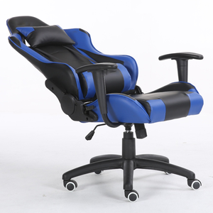 <span class=keywords><strong>Chaise</strong></span> de bureau inclinable 2D fonctionnelle à roulettes en cuir bleu, idéale pour le gaming, avec logo personnalisé, vente en gros à prix abordable - Product Image 4