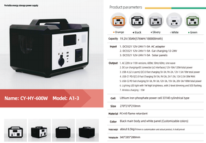 Generador Solar Portátil E-NiCE de 600W con 4 Puertos USB para Camping, Viajes y Uso Doméstico de Respaldo, Salida de Onda Sinusoidal Pura A1-1 - Product Image 2