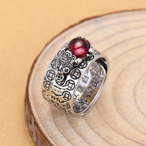 <strong>Ruby</strong> Heart Sutra Fashion Pixiu <strong>Men's</strong> <strong>Ring</strong> With Diamonds and Gold Toad <strong>Ring</strong> - Product Image 4