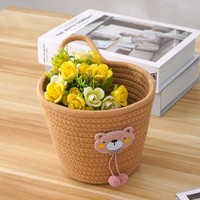 Panier de rangement mural multifonctionnel cylindrique en corde de coton tressée, écologique, durable et moderne, avec poignée pour