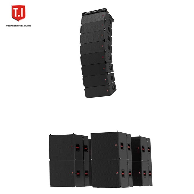 RMS 500 Watts Powered Dj Music Show Audio Line Array Speaker Dual 6.5 Inch Two Way Sound System Outdoor