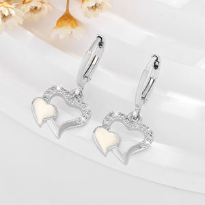 2025 exquis de haute qualité mode coeur pendentif 14k cuivre plaqué or incrusté Zircon tenue quotidienne boucles d'oreilles en laiton bijoux pour femmes - Product Image 2