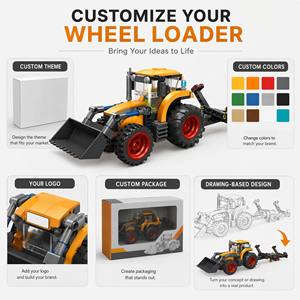 Ensemble de blocs de construction de tracteur orange personnalisé à roues avec attache de charrue, jouets fonctionnels pour enfants pour jeux de rôle agricoles et présentation - Product Image 4