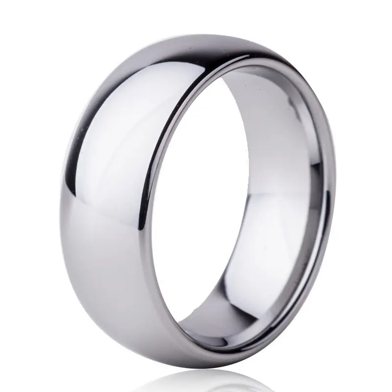 8mm Tungsten Carbide Rings for Women Men High Polish Domed Plain Rings for Customize Engrave Black Silver Color