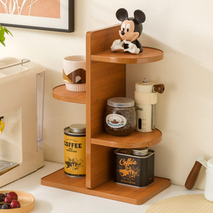 Multi Layer <b>Storage</b> Rack 4 Tier Wooden Desk Organizer For <b>Kitchen</b> Coffee Cup Holder Living Room Office Shelf <b>Unit</b> - Product Image 1