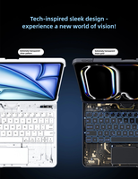 Nouvelle conception sans fil transparente blanche rotative à 360° pour clavier 5.1 avec pavé tactile, emplacement caché pour stylet, rétroéclairage RGB, ultra-mince