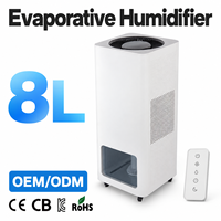 Humidificateur évaporatif 8L à remplissage par le haut, 1300mL/h, contrôle intelligent de l'humidité pour la maison et le bureau