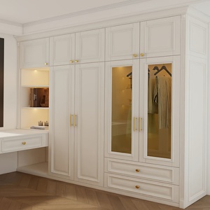 Armadi su Misura in Stile Francese-Americano Color Crema, Credenze Portabottiglie, Ante in Legno Massello, Cabina <span class=keywords><strong>Armadio</strong></span> - Product Image 3