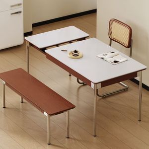 Dining <b>Table</b> Set <b>Foldable</b> Solid Wood Rectangular Small Home Nordic Style With Bench <b>And</b> <b>Chair</b> - Product Image 1