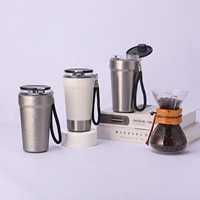 Gobelet isotherme en acier inoxydable écologique avec cordon de transport, tasse de voyage anti-fuite pour voiture, idéal pour les trajets quotidiens