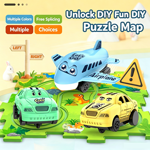 Juguete Interactivo de Pista Eléctrica para Niños, <span class=keywords><strong>Auto</strong></span> de Plástico a Escala 1:5, Rompecabezas de Construcción Automática, Mapa DIY, Ensamblaje DIY, Funciona con Pilas Alcalinas AA - Product Image 1