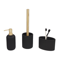 BX Hotel Construction en résine durable Ensemble d'accessoires de salle de bain en polyrésine Comprend un distributeur de savon Porte-brosse de toilette Tumbler Bath