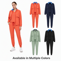 Ensemble de tenue médicale unisexe 3 pièces : veste coupe-vent à col montant, haut à col en V, pantalon de jogging – Uniforme pour les nuits d'hôpital