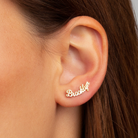 Pendientes de Nombre Personalizados de Lujo TD Trendy, Aretes de Acero Inoxidable Chapados en Oro de 18K con Placa de Nombre Personalizada para Mujer, Regalo para Damas de Honor