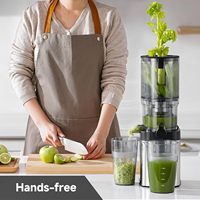 Extracteur de jus électrique à froid en acier inoxydable, grande goulotte d'alimentation, nettoyage facile, mastication lente, triple filtre, usage domestique