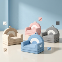 Canapé-lit d'angle convertible 2-en-1 moderne en velours pour enfants et tout-petits