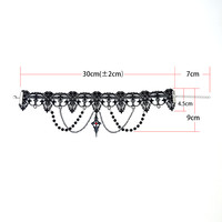 [Gorgeousxx] Collier ras du cou en dentelle avec pendentif croix gothique pour femme, bijoux noirs pour Halloween