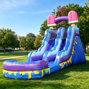 Toboggan aquatique gonflable de qualité commerciale sur le thème de l'été avec décorations de crème glacée et piscine profonde pour les opérateurs d'événements festifs - Product Image 1
